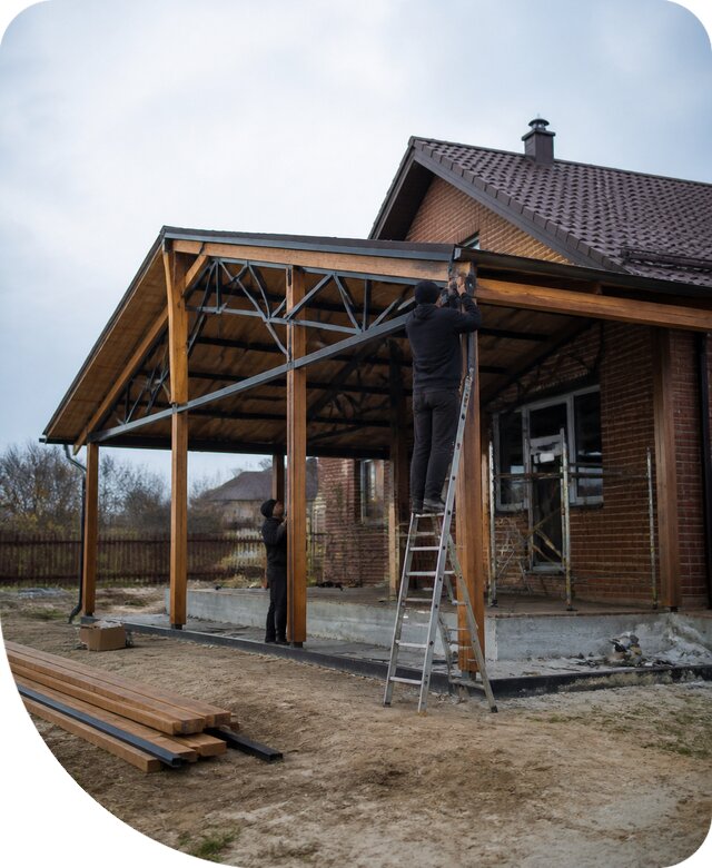 Пристройка навеса к дому и участку в Каспийске под ключ